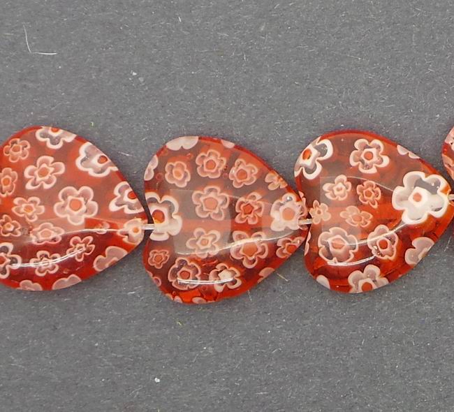 CH37959 GLASS MILLIFIORI HEARTS, ,20X19MM/40PCS ,MIXED COLORS (7 0) ()