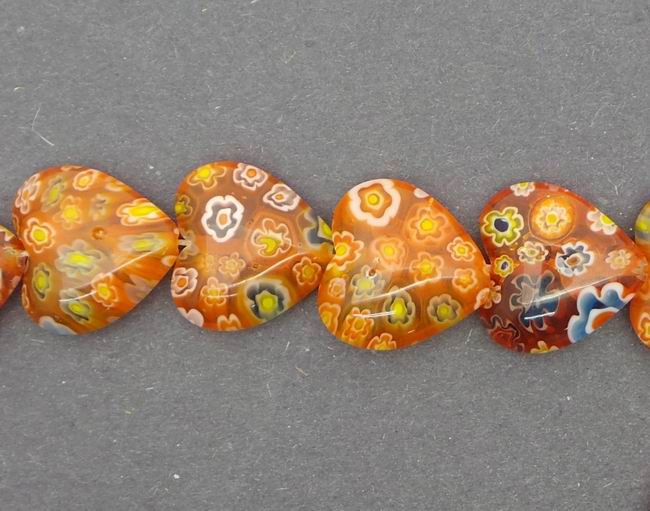 CH37960 GLASS MILLIFIORI HEARTS, ,20X19MM/40PCS ,MIXED COLORS (8 0) ()