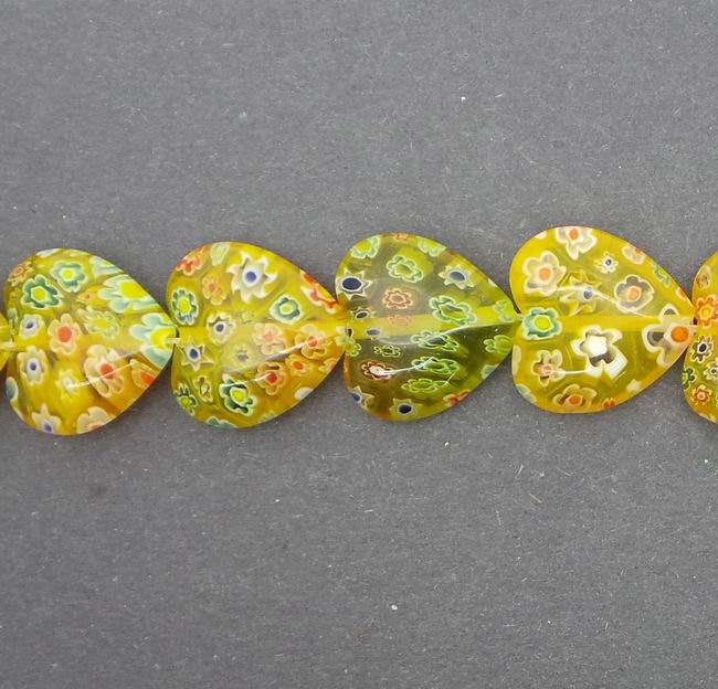 CH38060 GLASS MILLIFIORI HEARTS, ,20X19MM/20PCS ,MIXED COLORS (12 0) ()