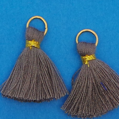 CH38310 Υφασμάτινες φούντες με κρίκο Για κόσμημα 25mm/5Τεμ. Γκρίζο Χρώμα, Βαμβακερά  ,Συνθεση 100% Βαμβακερό, (48 20) (6gr) ()