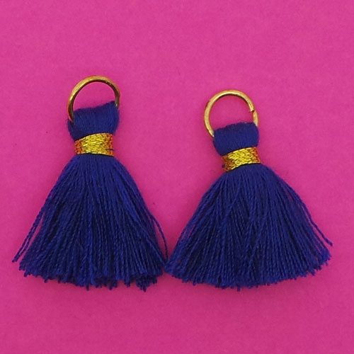 CH38312 Υφασμάτινες φούντες με κρίκο Για κόσμημα 25mm/5Τεμ. Μπλέ Χρώμα, Βαμβακερά ,Συνθεση 100% Βαμβακερό, (0 2) (gr) ()