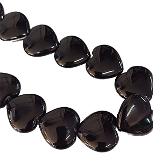 CH38992 Natural Black Onyx Heart Beads ,For Jewellery 30X30mm/13Pcs/ Black Color,   ,Material ,Saint Valentine,Beads (7 7) ()