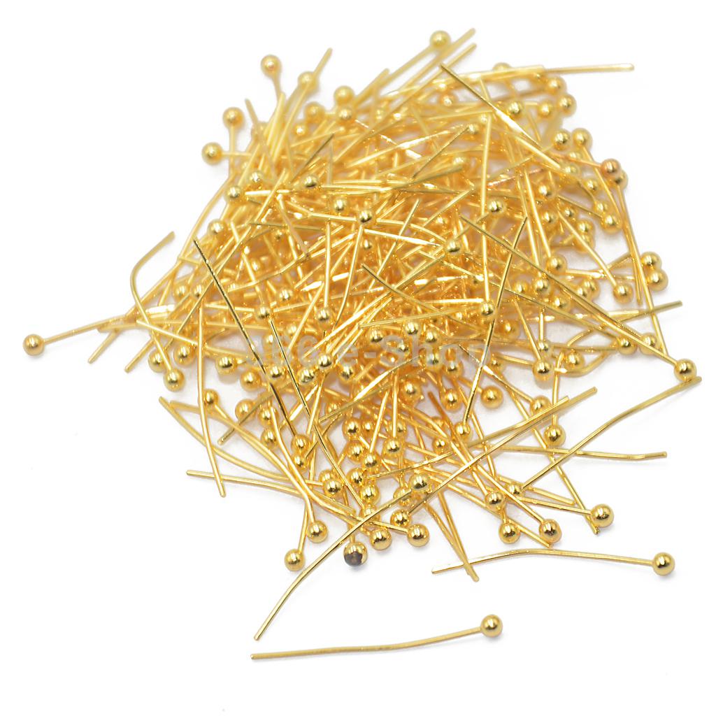 CH39923 Γράνες Μεταλλικές Με μπίλια ,18X0,6mm/200Τεμ. ,Επίχρυσο Χρώμα,0.6mm Πάχος (3 4) (32gr) ()