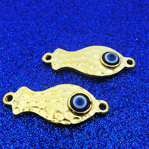 CH41505 Ματάκια Ορειχάλκινα Ψαράκια ,20X37mm/1Τεμ.,Επίχρυσο Χρώμα (4 0) (gr) ()