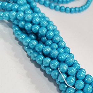 CH41959 GLASS PEARL ROUND BEADS  FOR JEWELLERY 20mm/42Pcs/   LIGHT BLUE COLOR,   ,Material GLASS,,BEADS (3 8) ()