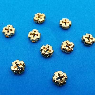 CH42065 Σταυροί Μεταλλικός Φιγούρα ,8X8mm/Ø1,8mm/4Τεμ.,Επίχρυσο Χρώμα (63 37) (6gr) ()