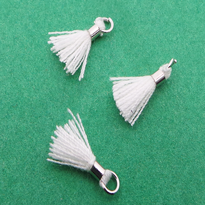 CH42302 Tassels Textile With Loop,Cotton ,10mm/5Pcs ,White Color (1 0) ()