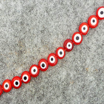 CH42772 Evil Eye round flat Glass beads  6X3mm/90Pcs Orange Color, Flat  ,Material Glass,Martakia,Beads (15 6) ()