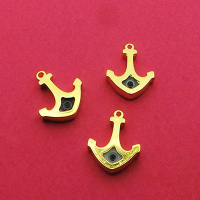 CH42841 Ορειχάλκινες Άγκυρες με ματάκια Για κόσμημα 21X16mm/1Τεμ. Επίχρυσο Χρώμα,   ,Συνθεση Ορείχαλκος,Θαλασσινά,Κρεμαστά (15 0) (gr) ()