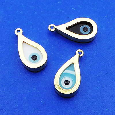 CH42843 Ορειχάλκινα Ματάκια σταγόνες Για κόσμημα 20X10mm/1Τεμ. Επίχρυσο Χρώμα, Με Χρώμα/Enamel  ,Συνθεση Ορείχαλκος,Κρεμαστά (12 9) (5gr) ()