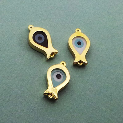 CH42846 Ορειχάλκινα Ψαράκια με ματάκι Για κόσμημα 21X12mm/1Τεμ. Επίχρυσο Χρώμα,   ,Συνθεση Ορείχαλκος,Συνδετικά (9 2) (6gr) ()