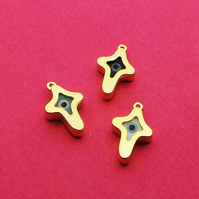 CH42850 Ορειχάλκινα σταυρουδάκια Για κόσμημα 19X12mm/1Τεμ. Επίχρυσο Χρώμα, Με Ματάκια  ,Συνθεση , (16 9) (gr) ()