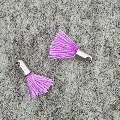 CH43174 Tassels Textile With Caps,Cotton ,12mm/3Pcs ,Lilac Color (38 16) ()
