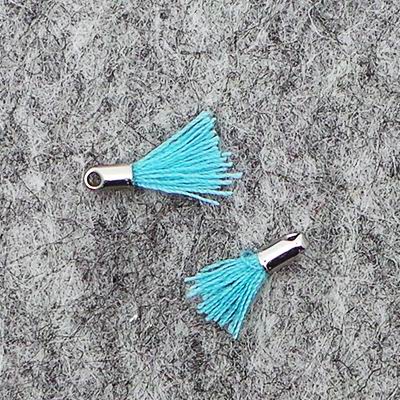 CH43176 Φούντες Υφασμάτινες Με Καπελάκι ,12mm/3Τεμ. ,Τυρκουάζ Χρώμα,Βαμβακερά (0 1) (4gr) ()