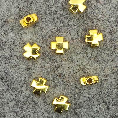 CH43778 METAL CROSS PENDANTS FOR JEWELLERY 10X10MM/10PCS GOLD PLATED,   ,MATERIAL ALLOY,BEADS (-1 0) ()