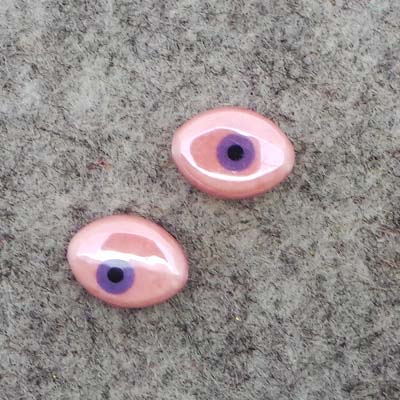 CH44535 Ceramic Evil Eye Beads For Jewellery 16X12mm/2Pcs Rose Gold color,   ,Material Ceramic,Porcelain,,Beads (3 3) ()