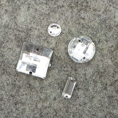 CH44917 Sew-on Acrylic Stones ,For Sewing 20mm//20Pcs/ Transparent Color,Electroplated With 2 Holes  ,Material Glass,, (0 1) ()