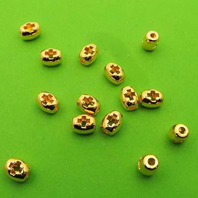 CH45674 Metal Crosses oval shape  For Jewelery/Baptizing 6X5mm/100Pcs//Ø1,56mm   Gold Plated,   ,Material Brass,Beads (5 11) ()