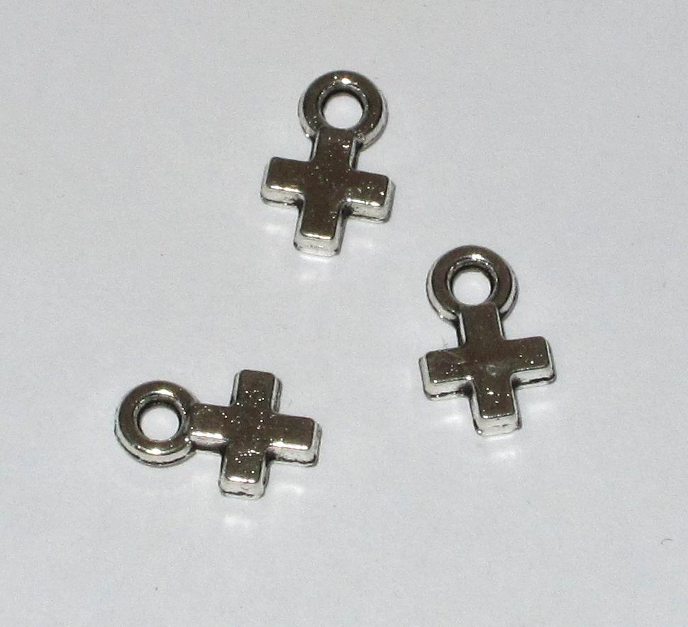 CH45675 Metal Cross Pendants  For Jewelery/Baptizing 9X6mm/25Pcs/   Antique Color, Flat  ,Material Brass,Charms (31 25) ()