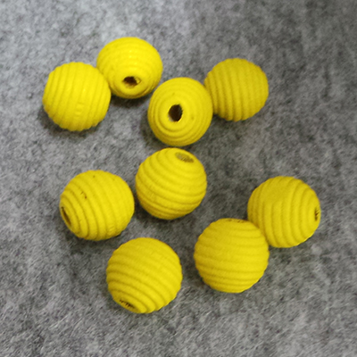 CH47292 WOODEN ROUND BEADS  FOR JEWELLERY 12mm/38Pcs/   YELLOW COLOR, Striped  ,Material ,,BEADS (0 4) ()