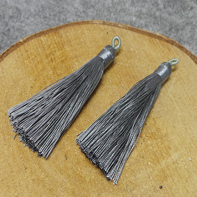 CH47600 Φούντες Υφασμάτινες Με κορδόνι ,85mm/2Τεμ. ,Γκρίζο Χρώμα,Με κορδόνι (3 0) (gr) ()