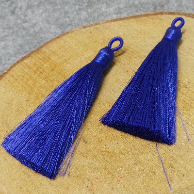 CH47601 Φούντες Υφασμάτινες Με κορδόνι ,85mm/2Τεμ. ,Μπλέ Χρώμα,Με κορδόνι (12 0) (gr) ()