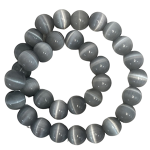 CH48247 Ημιπολύτιμοι Λίθοι Μάτι της Γάτας Στρόγγυλο Μπίλια ,12mm/Ø3mm/33Τεμ.,Γκρίζο Χρώμα (8 21) (74gr) ()