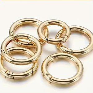 CH48360 Metal Handbag Handle Rings/ O-rings / spring gate  For Handbags 30X4mm/2Pcs//Ø22mm   Gold Plated color,With Coil   ,Material Iron,Kneeting Accessories, (27 15) ()