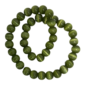 CH48383 Ημιπολύτιμοι Λίθοι Μάτι της Γάτας στρόγγυλο μπίλια ,10mm/Ø2,5mm/40Τεμ.,Λαδί Χρώμα (11 8) (55gr) ()