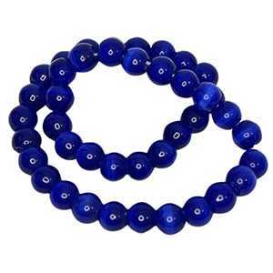 CH48389 Ημιπολύτιμοι Λίθοι Μάτι της Γάτας Στρόγγυλο Μπίλια ,10mmØ3mm/40Τεμ.,μπλέ σάξ (9 9) (47gr) ()