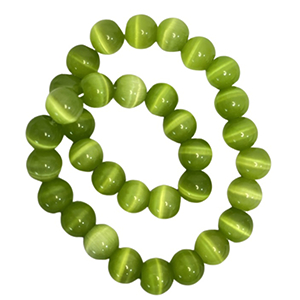 CH48432 Semi Precious Stones Synthetic Cat’s Eye Round Beads, ,14mmØ3mm/28Pcs ,Light Green Color (8 7) ()