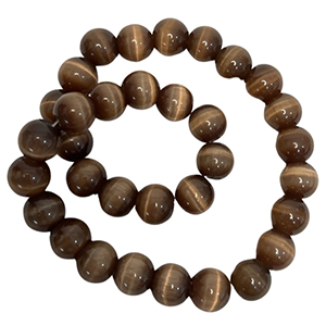 CH48446 Synthetic Cat’s Eye Round Beads For jewelery/Paterimi/Mpegleria 12mm/33Pcs Brown Color,   ,Material Glass,,Beads (8 10) ()