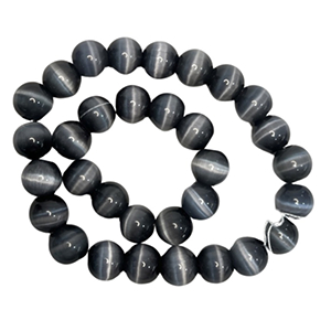 CH48449 Ημιπολύτιμοι Λίθοι Μάτι της Γάτας Στρόγγυλο Μπίλια ,12mmØ3mm/33Τεμ.,Γκρίζο Χρώμα (2 0) (73gr) ()