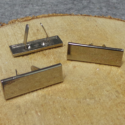 CH48644 METAL BLANK STAMPS  FOR HANDBAGS 35X15mm/1Pcs/   PLATINUM COLOR, With Prongs  ,Material ,, (68 12) ()