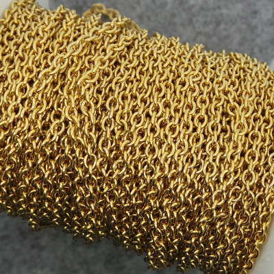 CH48671 Ατσάλινες αλυσίδες cable chain  Για κόσμημα 3X2mm/1Μέτρ. Επίχρυσο Χρώμα,   ,Συνθεση Ανοξείδωτο Ατσάλι 304, (23 16.42) (10gr) ()