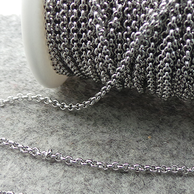 CH48674 Stainless Steel Rolo Chains  FOR JEWELLERY 2,5mm//1Meters/   Steel COLOR,   ,Material STAINLESS STEEL 304, (0 0)