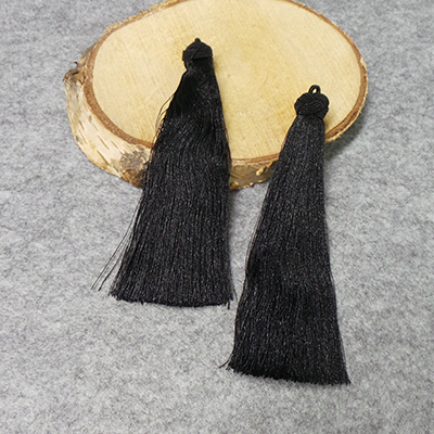 CH49944 Tassels Textile With Loop,With Belt ,15cm/1 ,Black Color (12 4) ()