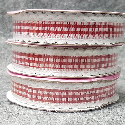 CH49971 Κορδέλες καρό Πολυεστερικά 16mm/18Μέτρ. Κόκκινο Χρώμα Για Διακόσμηση Συσκευασία   (2 0) (0gr) ()