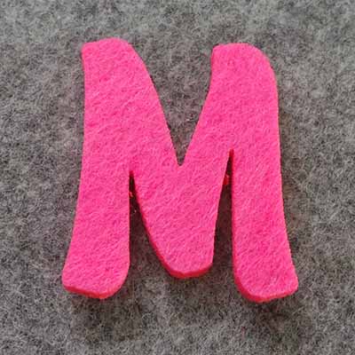 CH50968 Felt Alphabet Letters  FOR DECORATION 45X4,5mm/1Pcs/   PINK COLOR,Greek Alphabet With Letter Θ  ,Material Synthetic Felt, (5 0) ()