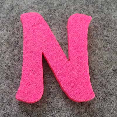 CH50969 Felt Alphabet Letters  FOR DECORATION 45X4,5mm/1Pcs/   PINK COLOR,Greek Alphabet With Letter N  ,Material Synthetic Felt, (29 0) ()