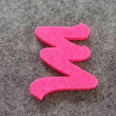 CH50970 Felt Alphabet Letters  FOR DECORATION 45X4,5mm/1Pcs/   PINK COLOR,Greek Alphabet With Letter Ξ  ,Material Synthetic Felt, (32 0) ()