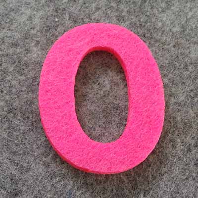 CH50971 Felt Alphabet Letters  FOR DECORATION 45X4,5mm/1Pcs/   NEON PINK,Greek Alphabet With Letter O  ,Material Synthetic Felt, (22 0) ()