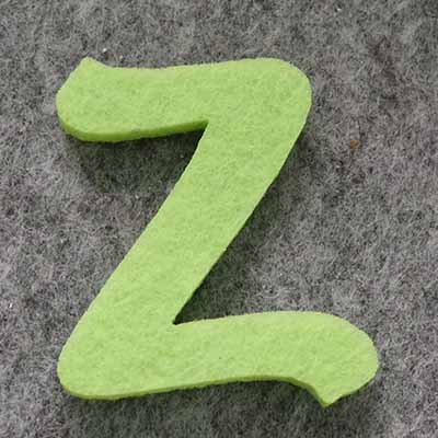 CH51051 Alphabet Felt Silhouette,With Letter Z ,45mm/1Pcs ,Light Green (31 5) ()