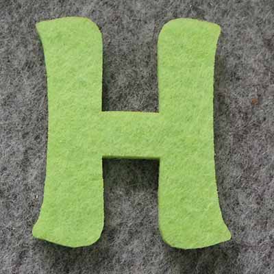 CH51052 Alphabet Felt Silhouette,With Letter H ,45mm/1Pcs ,Light Green (10 8) ()