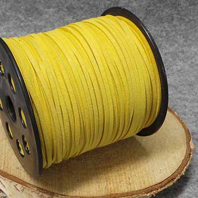 CH51091 Cords Suede Per Meter,Flat ,3mm/91Meters ,Yellow Color (5 3) ()