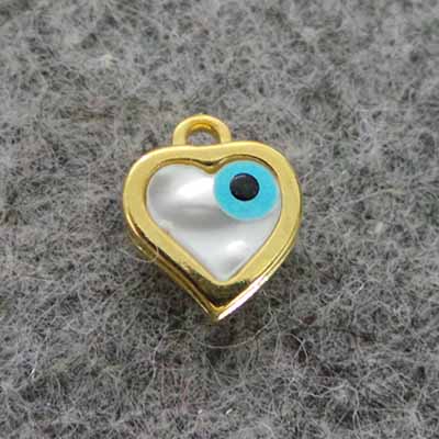 CH51122 Evil eyes brass hearts,enamel ,10x9mm/1pcs ,gold plated (0 0)