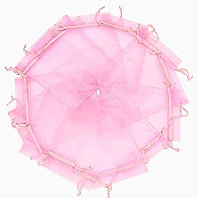 CH51283 Pouches organza rectangle,basic ,10x7cm/100pcs ,baby pink color (0 0)