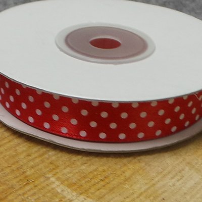 CH51497 Packaging ribbon satin ribbons,polka ,6mm/23meters ,red color (0 0)