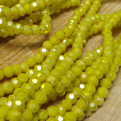 CH51775 Glass glass beads rondelle,faceted ,4mm/92pcs ,yellow ab color (0 0)