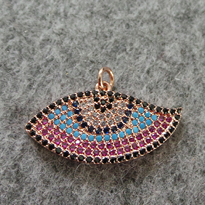 CH51922 Brass Evil Eyes ,For Jewellery 16X30mm/1Pcs/ Rose Gold plated, Micropave  ,Material Brass,,Charms (4 1) ()